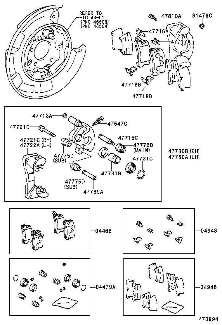 TOYOTA 0446633050 - Bremsbelagsatz, Scheibenbremse alexcarstop-ersatzteile.com