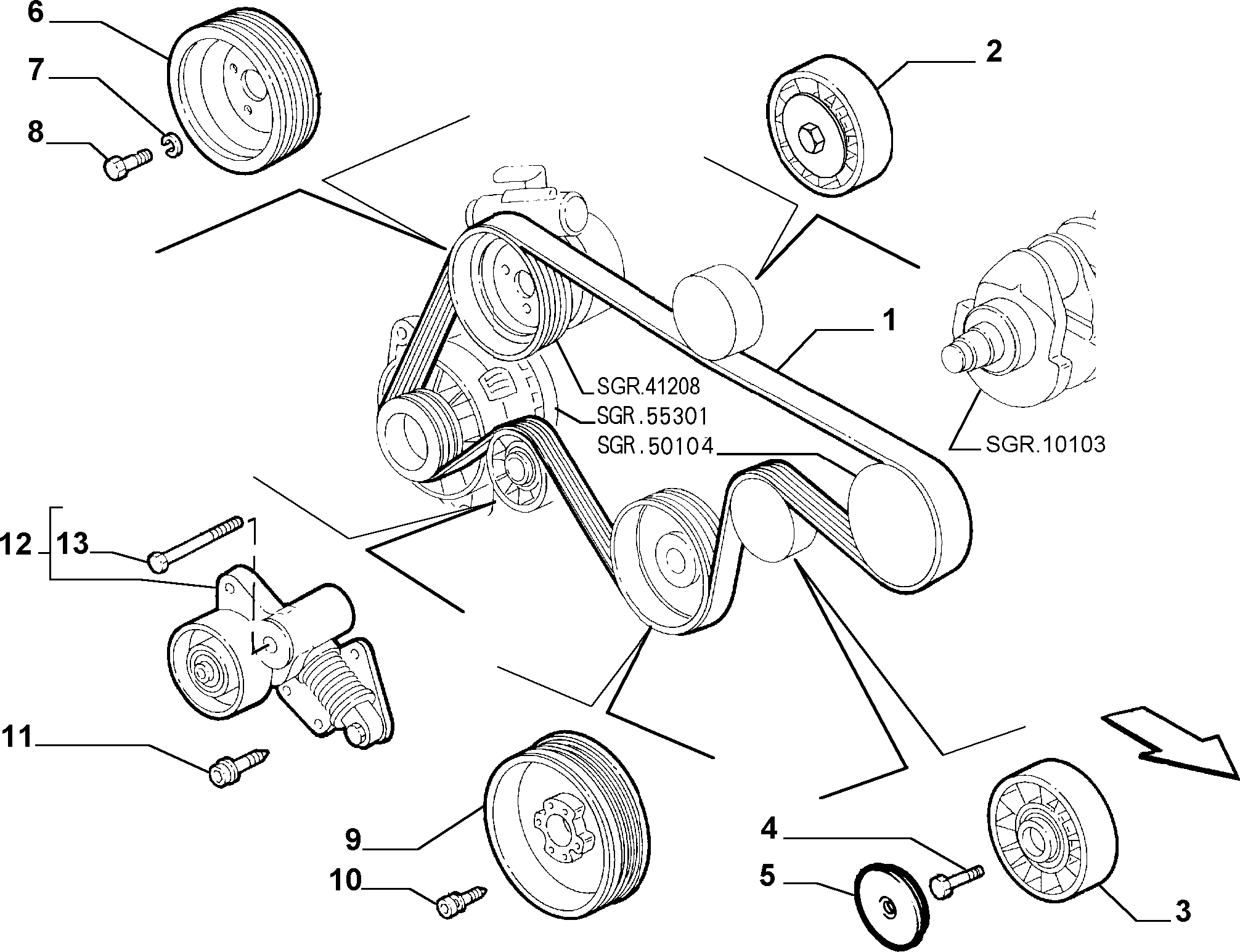 FIAT 55184761 - Umlenk / Führungsrolle, Keilrippenriemen alexcarstop-ersatzteile.com