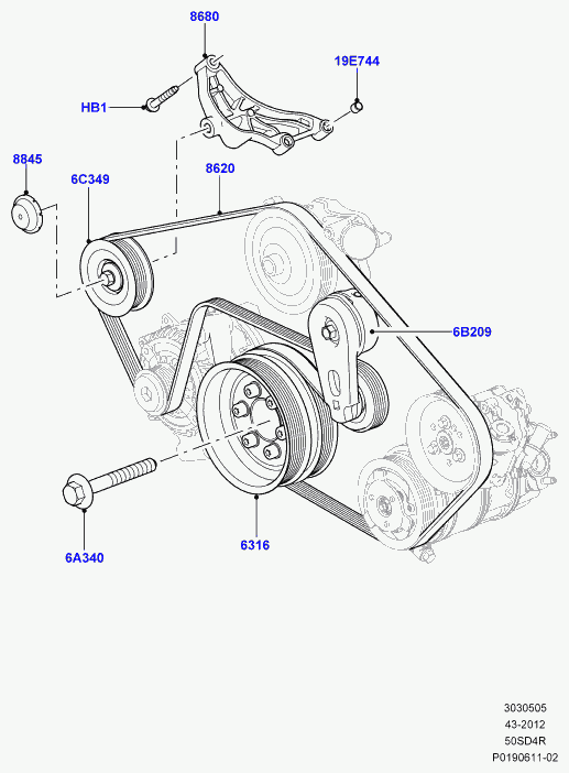 Land Rover LR011345 - Keilrippenriemen alexcarstop-ersatzteile.com