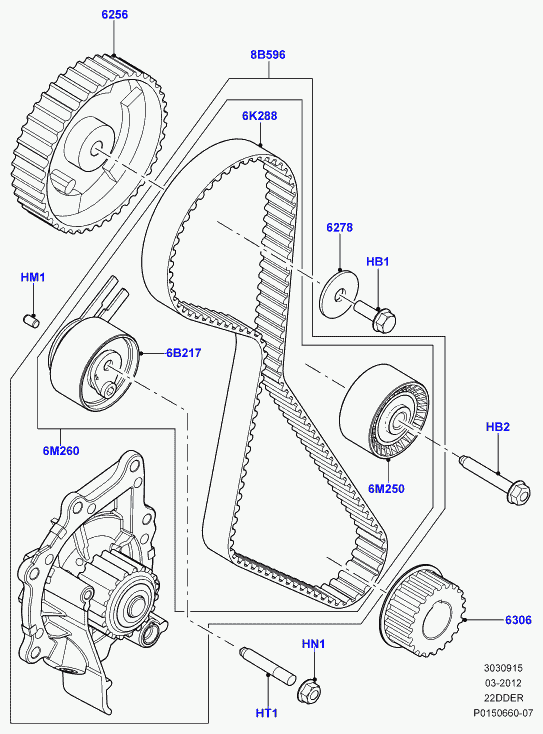 Land Rover LR032527 - Wasserpumpe + Zahnriemensatz alexcarstop-ersatzteile.com