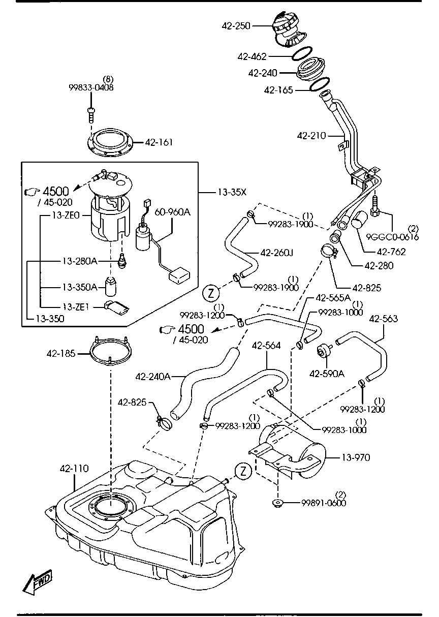 MAZDA LFB7-13-350 - Kraftstoffpumpe alexcarstop-ersatzteile.com