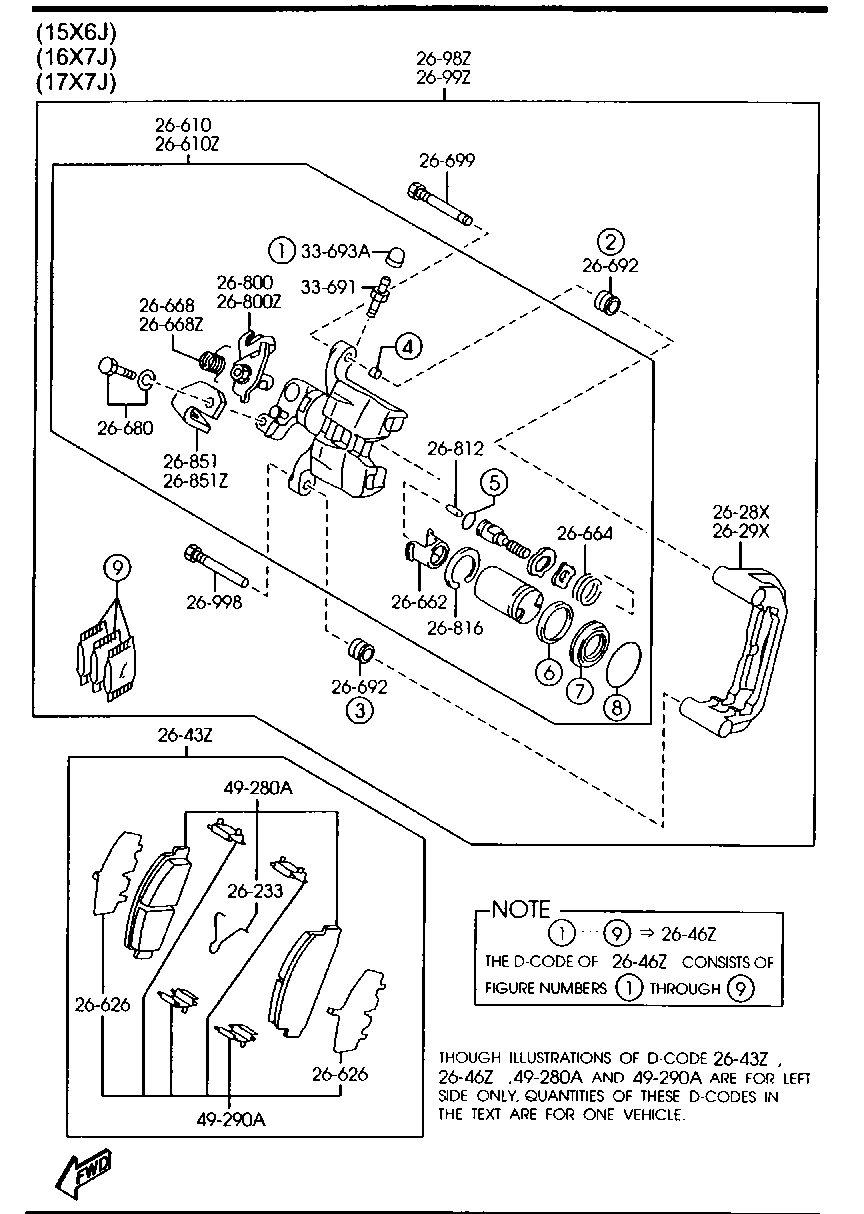 Mitsubishi GJYA-26-49Z - Bremsbelagsatz, Scheibenbremse alexcarstop-ersatzteile.com