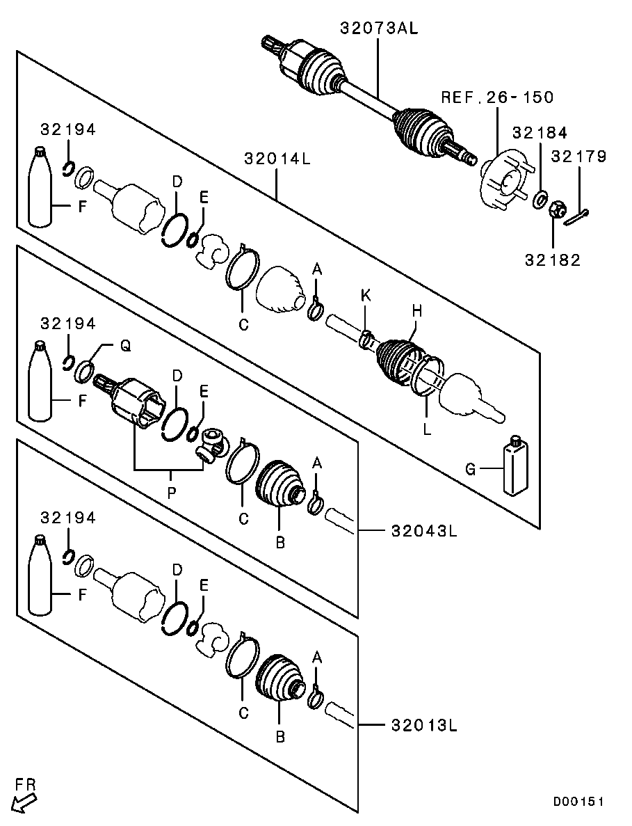 Mitsubishi 3817A193 - Faltenbalg, Antriebswelle alexcarstop-ersatzteile.com