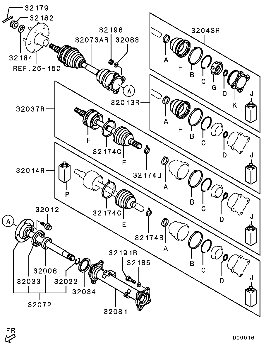 Mitsubishi 3815A380 - Gelenksatz, Antriebswelle alexcarstop-ersatzteile.com