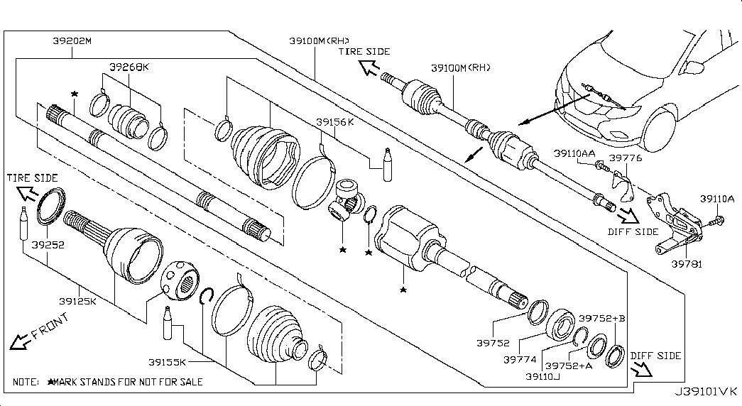 NISSAN C92114ED0A - Gelenksatz, Antriebswelle alexcarstop-ersatzteile.com