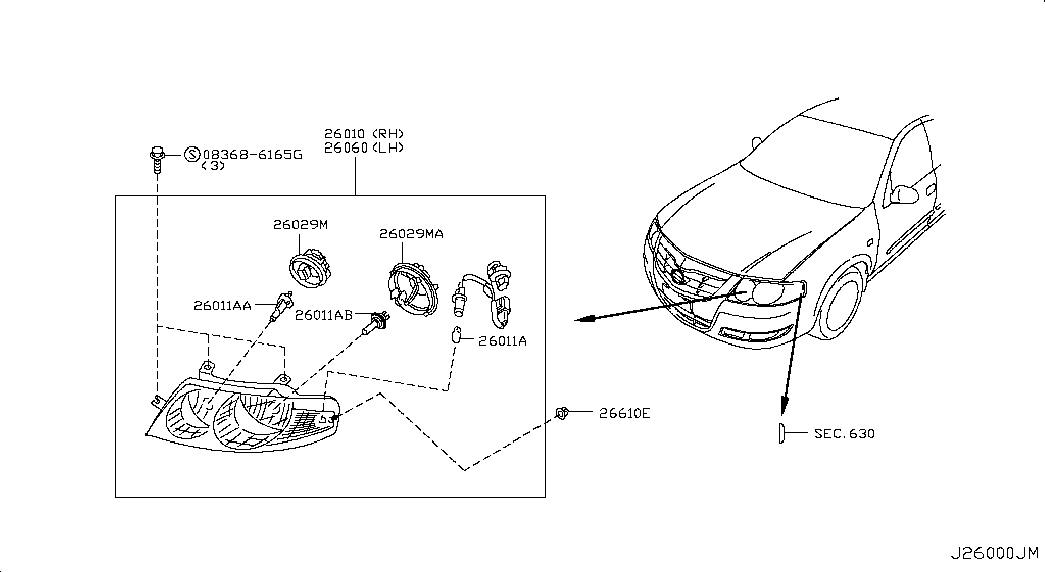 NISSAN 26291-95F0A - Glühlampe, Abbiegescheinwerfer alexcarstop-ersatzteile.com