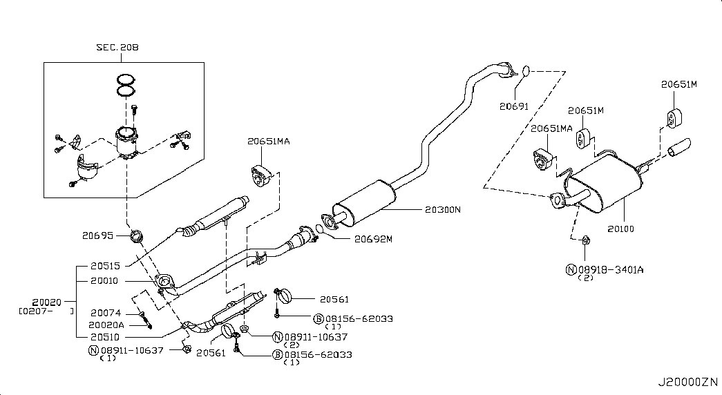 NISSAN 20300-95F0F - Abgasrohr, Universal alexcarstop-ersatzteile.com