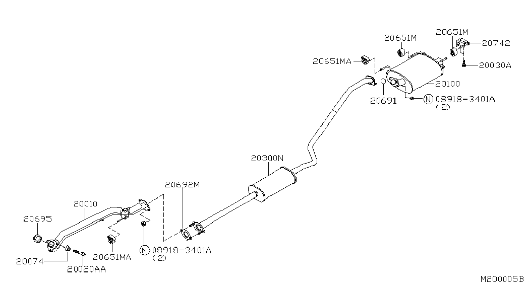 NISSAN 20300-BN800 - Mittelschalldämpfer alexcarstop-ersatzteile.com