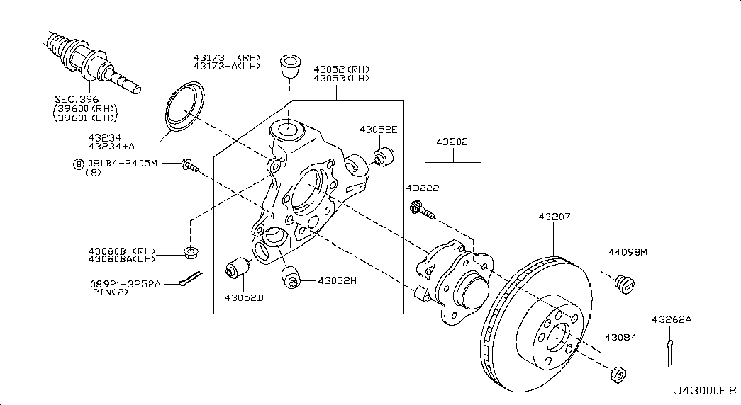 NISSAN 43202-JP20A - Radlagersatz alexcarstop-ersatzteile.com