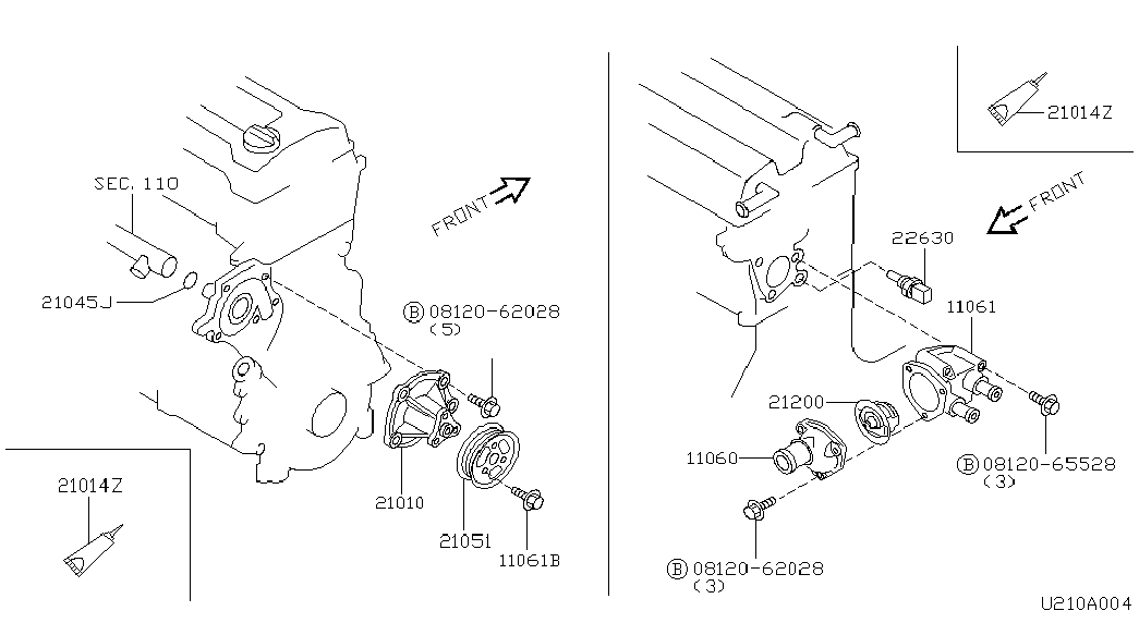 NISSAN 2120099B03 - Thermostat, Kühlmittel alexcarstop-ersatzteile.com