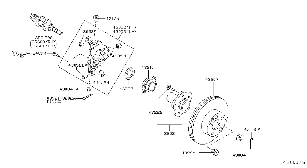 NISSAN 43202-AG000 - Radlagersatz alexcarstop-ersatzteile.com