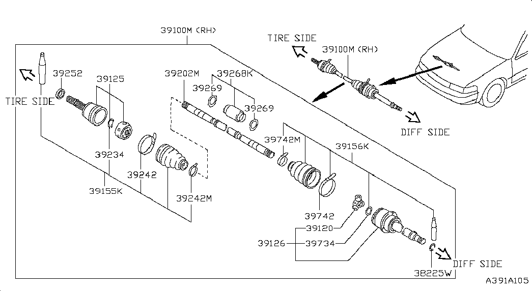 TATA 39241-03A25 - Faltenbalg, Antriebswelle alexcarstop-ersatzteile.com