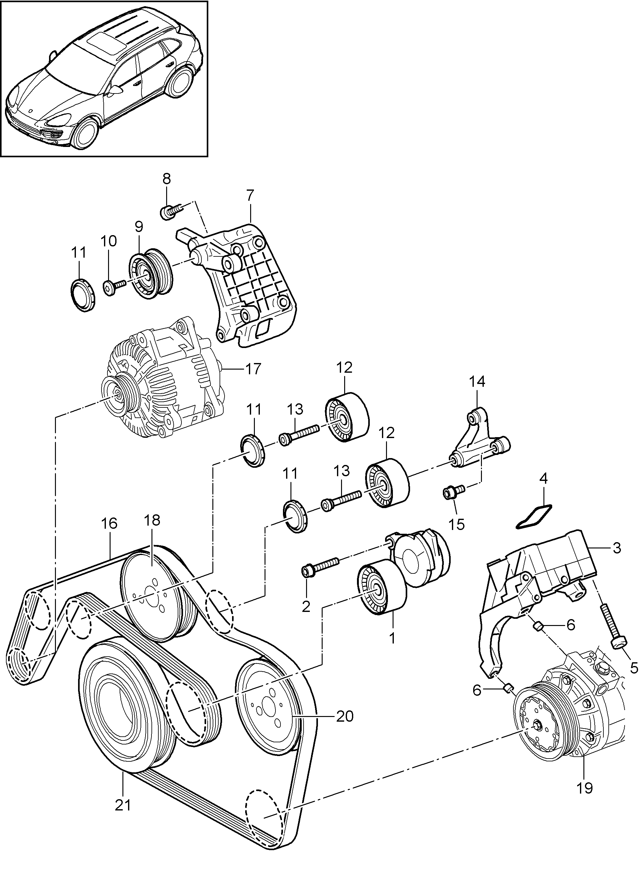 Porsche 955 102 118 01 - Umlenk / Führungsrolle, Keilrippenriemen alexcarstop-ersatzteile.com