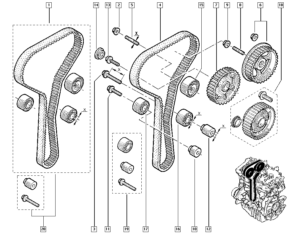 DACIA 8200989172 - Spannrolle, Zahnriemen alexcarstop-ersatzteile.com