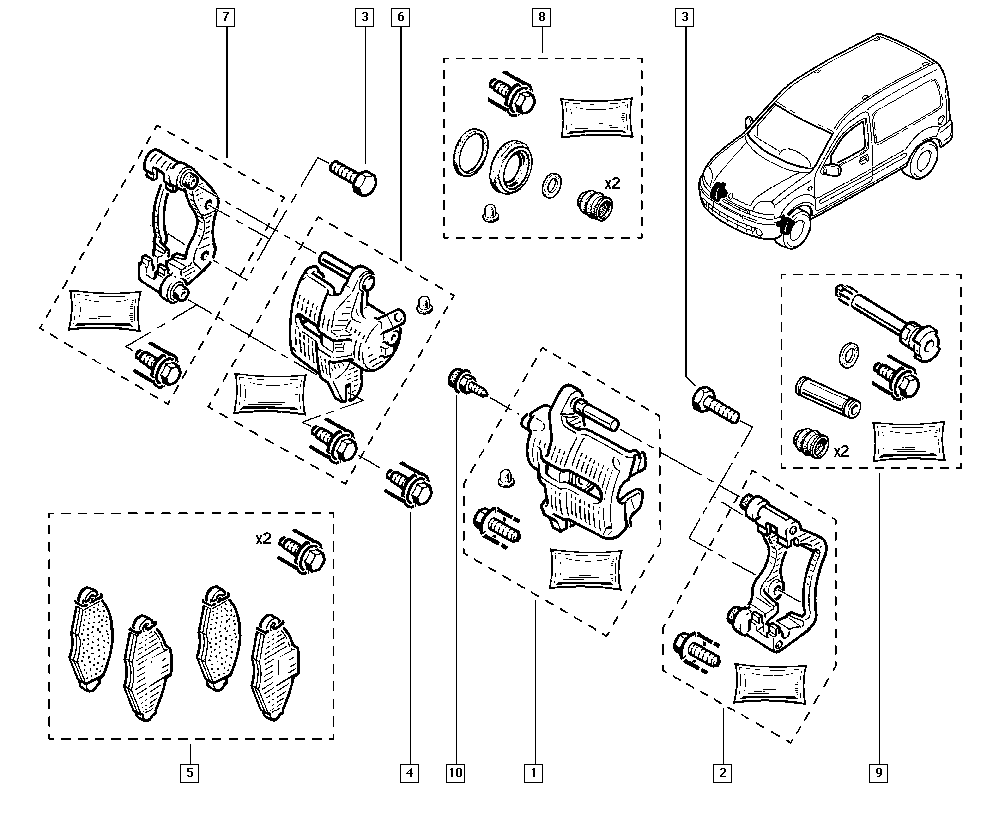 NISSAN 7701208142 - Bremsbelagsatz, Scheibenbremse alexcarstop-ersatzteile.com