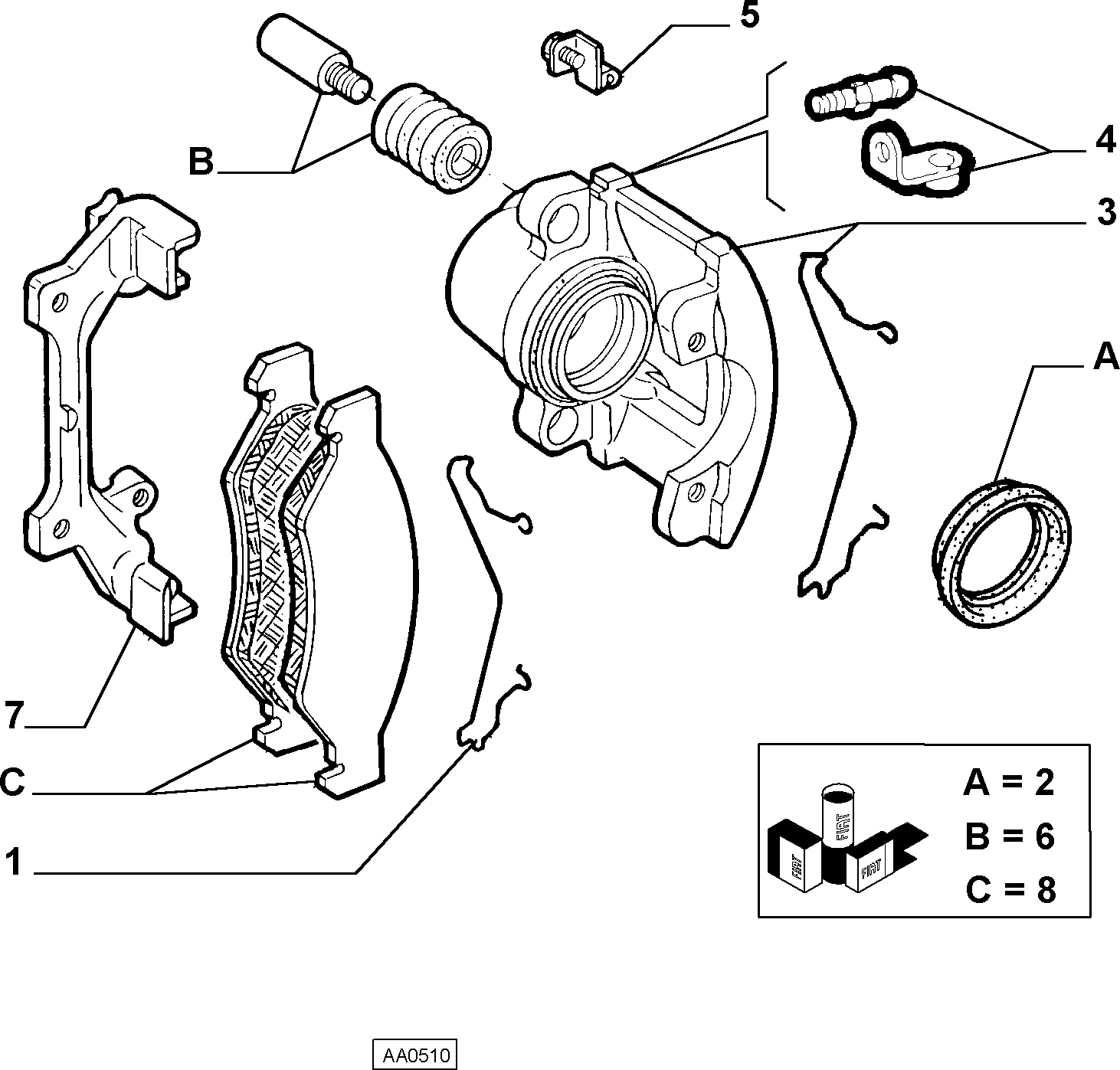 FIAT 9948468 - Reparatursatz, Bremssattel alexcarstop-ersatzteile.com