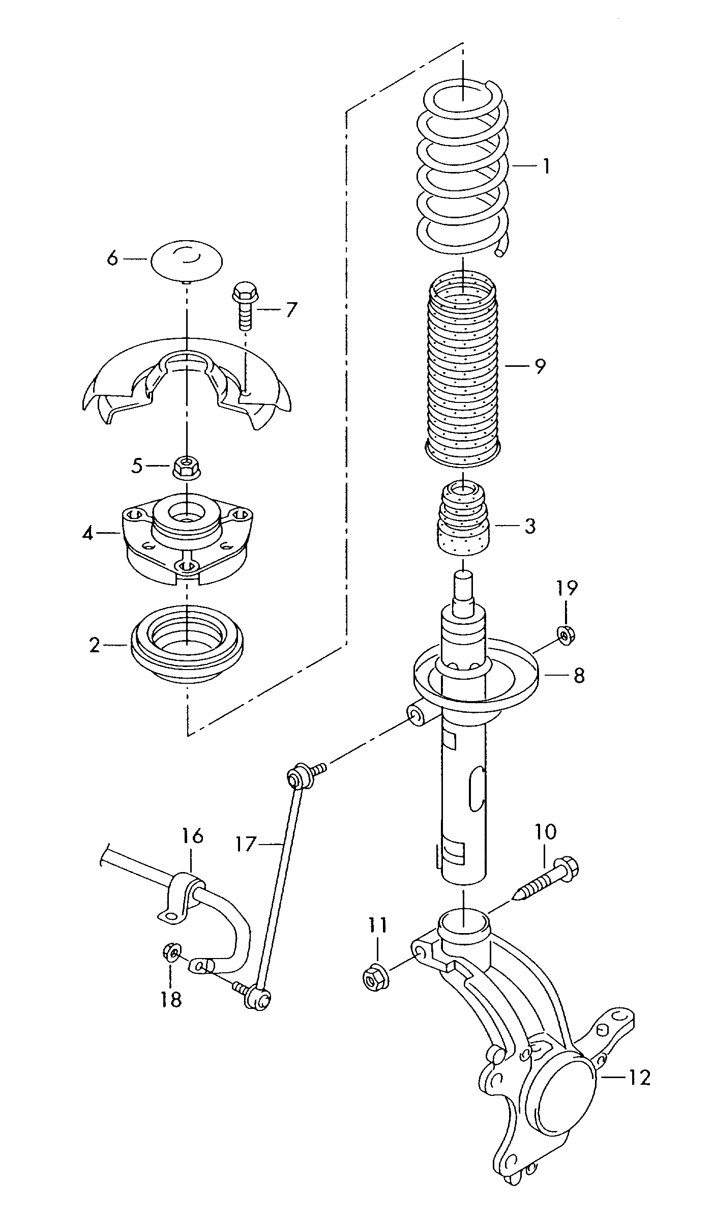 VAG 1K0 411 303 BJ - Lagerung, Stabilisatorkoppelstange alexcarstop-ersatzteile.com