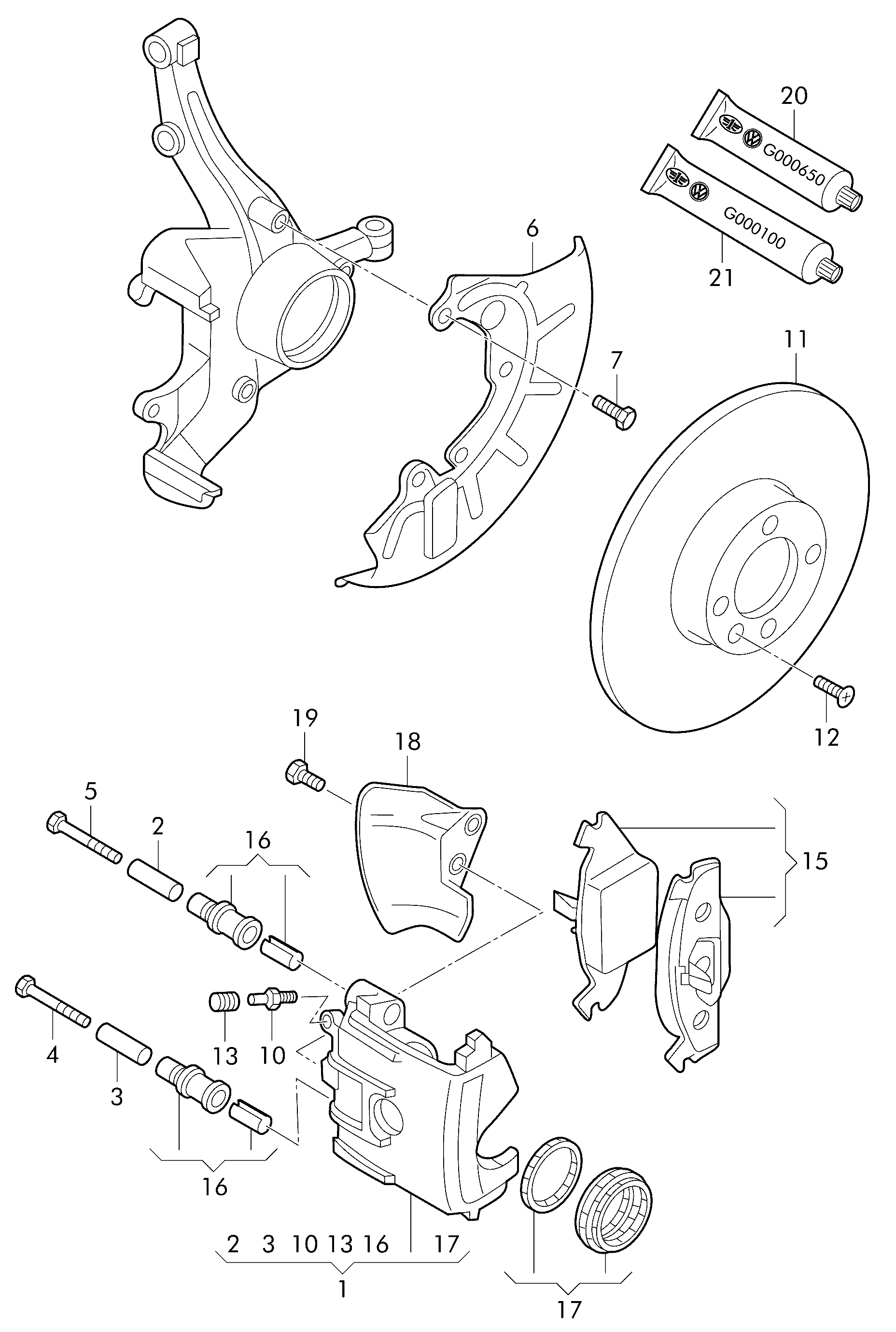 VW 3A0 698 471 - Reparatursatz, Bremssattel alexcarstop-ersatzteile.com