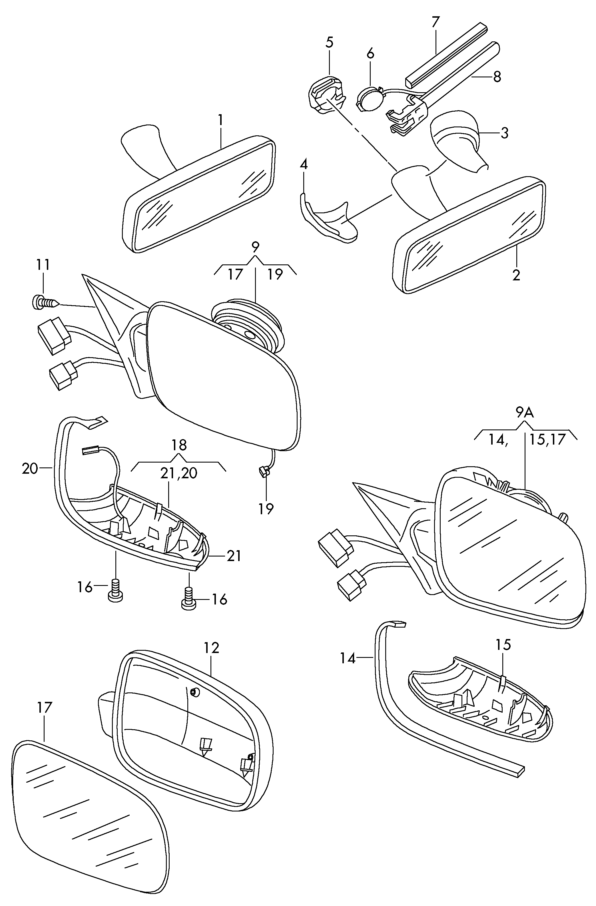 VAG 3B1857521 - Außenspiegel alexcarstop-ersatzteile.com