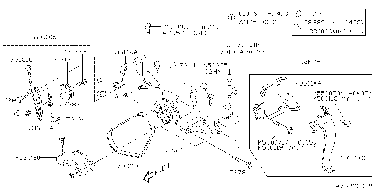 Subaru 73323FA030 - Keilrippenriemen alexcarstop-ersatzteile.com