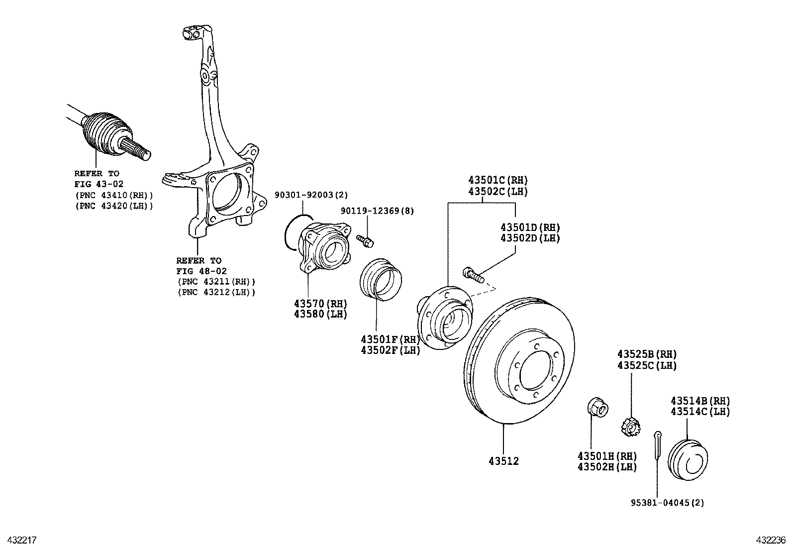 TOYOTA 43570-60011 - Radlagersatz alexcarstop-ersatzteile.com