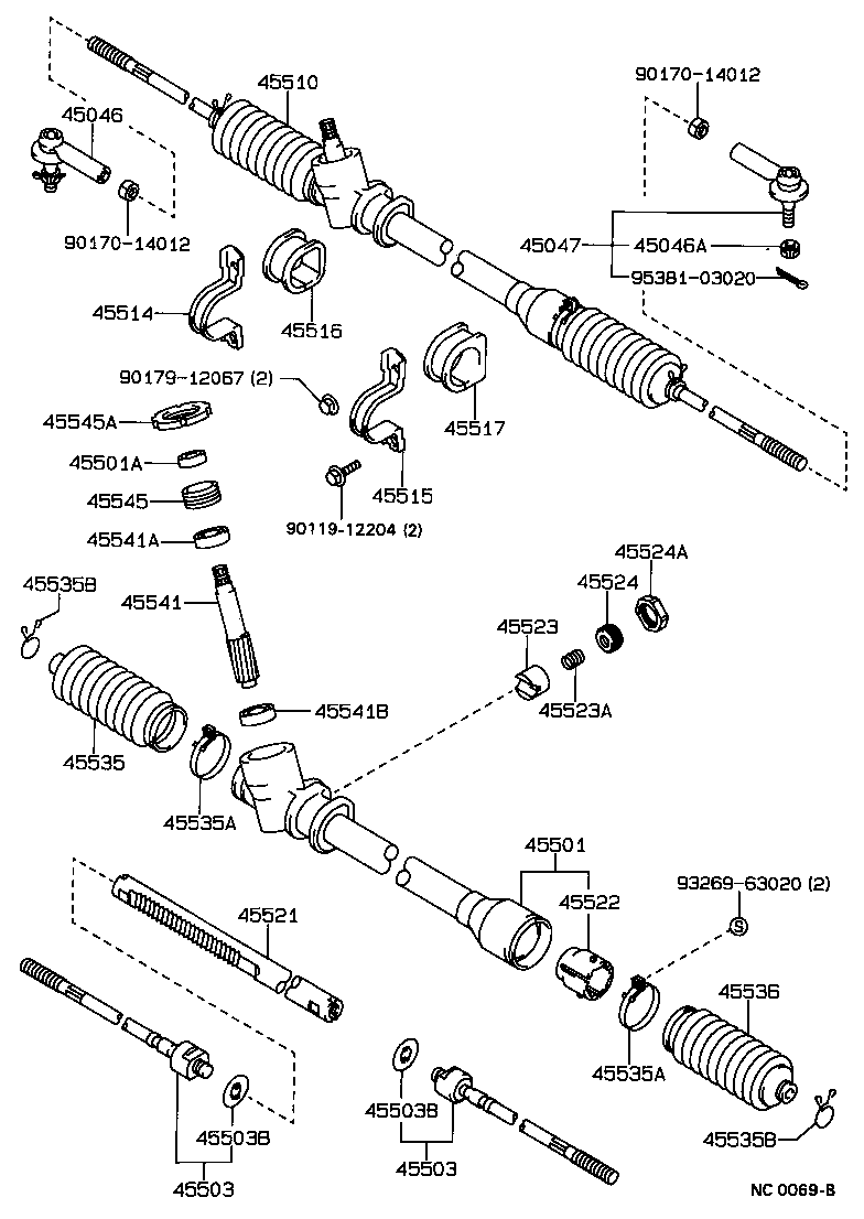 TOYOTA 45535 12011 - Faltenbalgsatz, Lenkung alexcarstop-ersatzteile.com