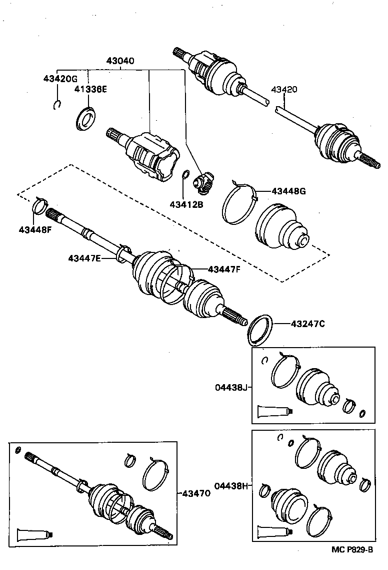 TOYOTA 43420-05020 - Gelenksatz, Antriebswelle alexcarstop-ersatzteile.com