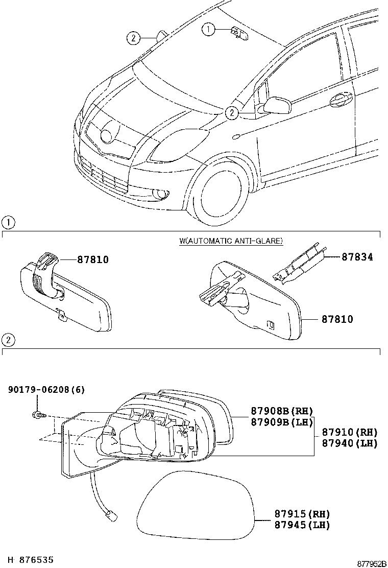 TOYOTA 87908-0D260 - Spiegelglas, Außenspiegel alexcarstop-ersatzteile.com