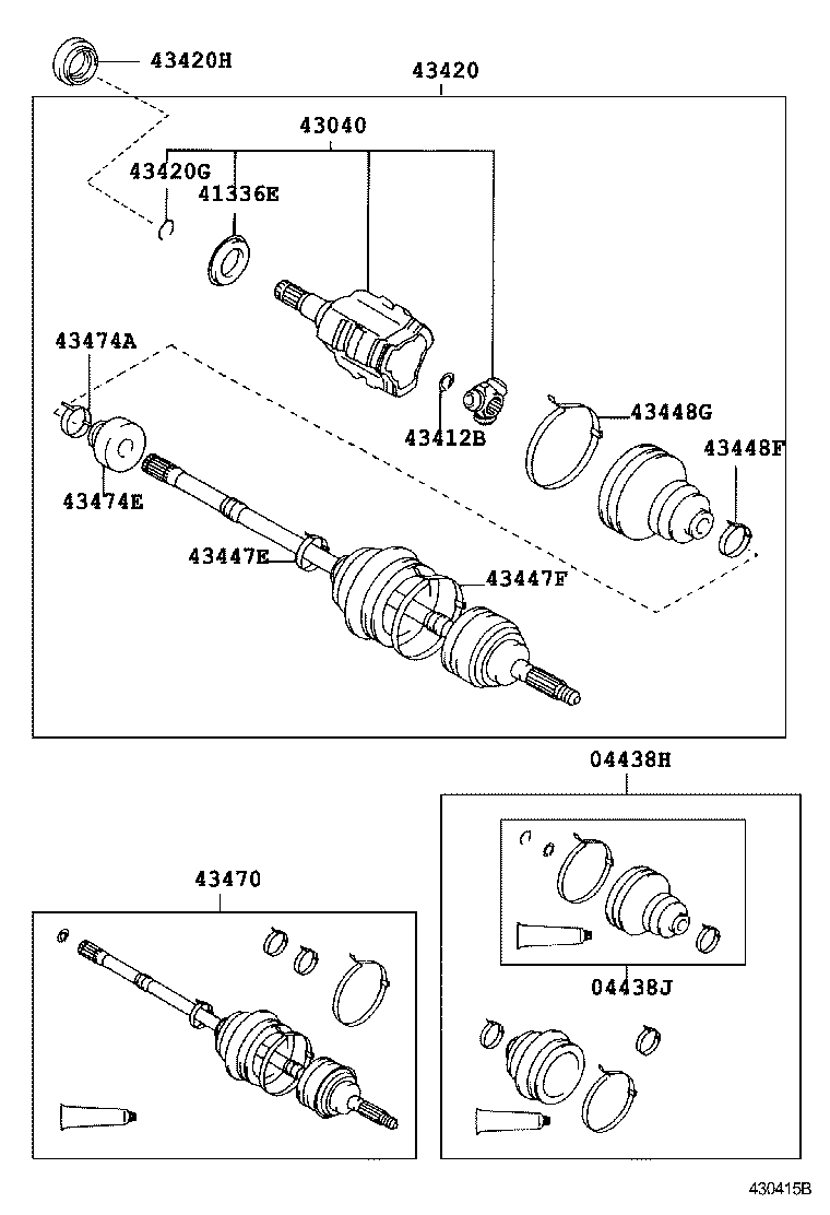 TOYOTA 43470-09550 - Gelenksatz, Antriebswelle alexcarstop-ersatzteile.com