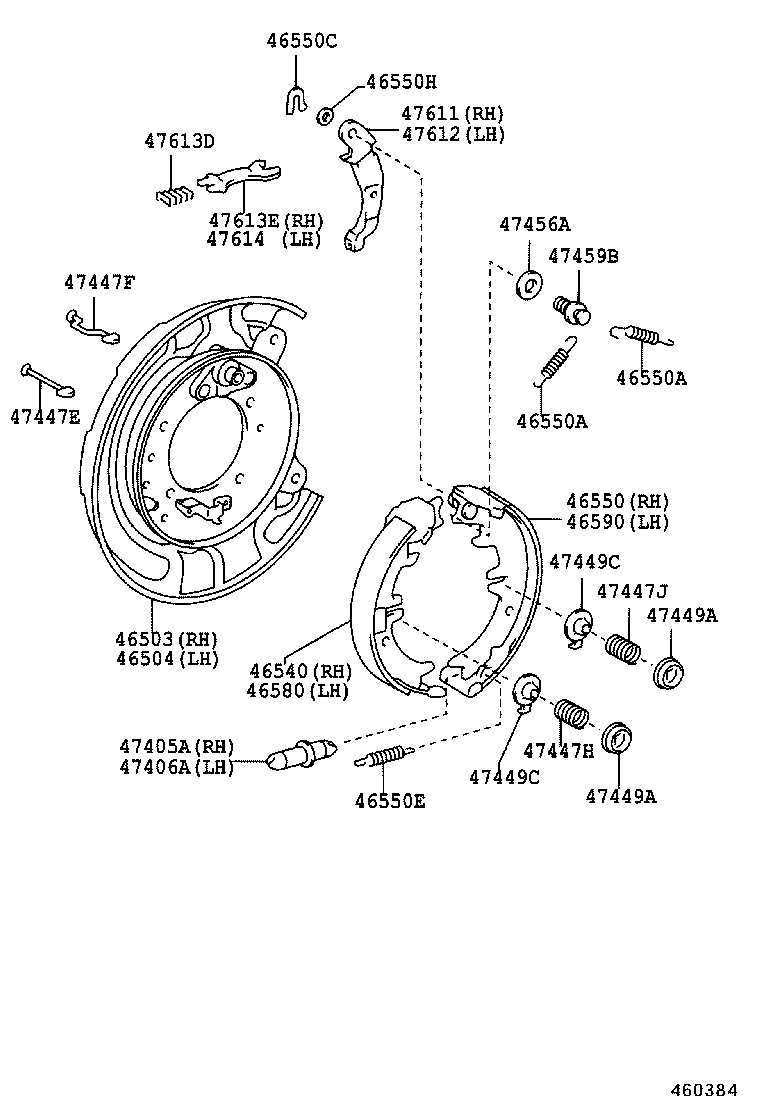 TOYOTA 46550-44010 - Bremsbackensatz, Feststellbremse alexcarstop-ersatzteile.com