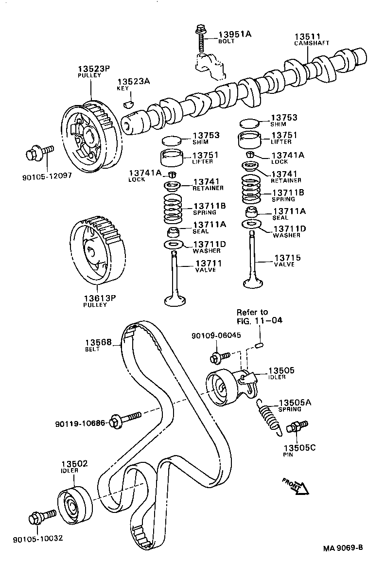 TOYOTA 13505-64011 - Spannrolle, Zahnriemen alexcarstop-ersatzteile.com