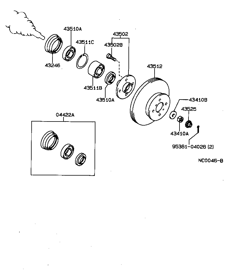 TOYOTA 9538104028 - Radlagersatz alexcarstop-ersatzteile.com