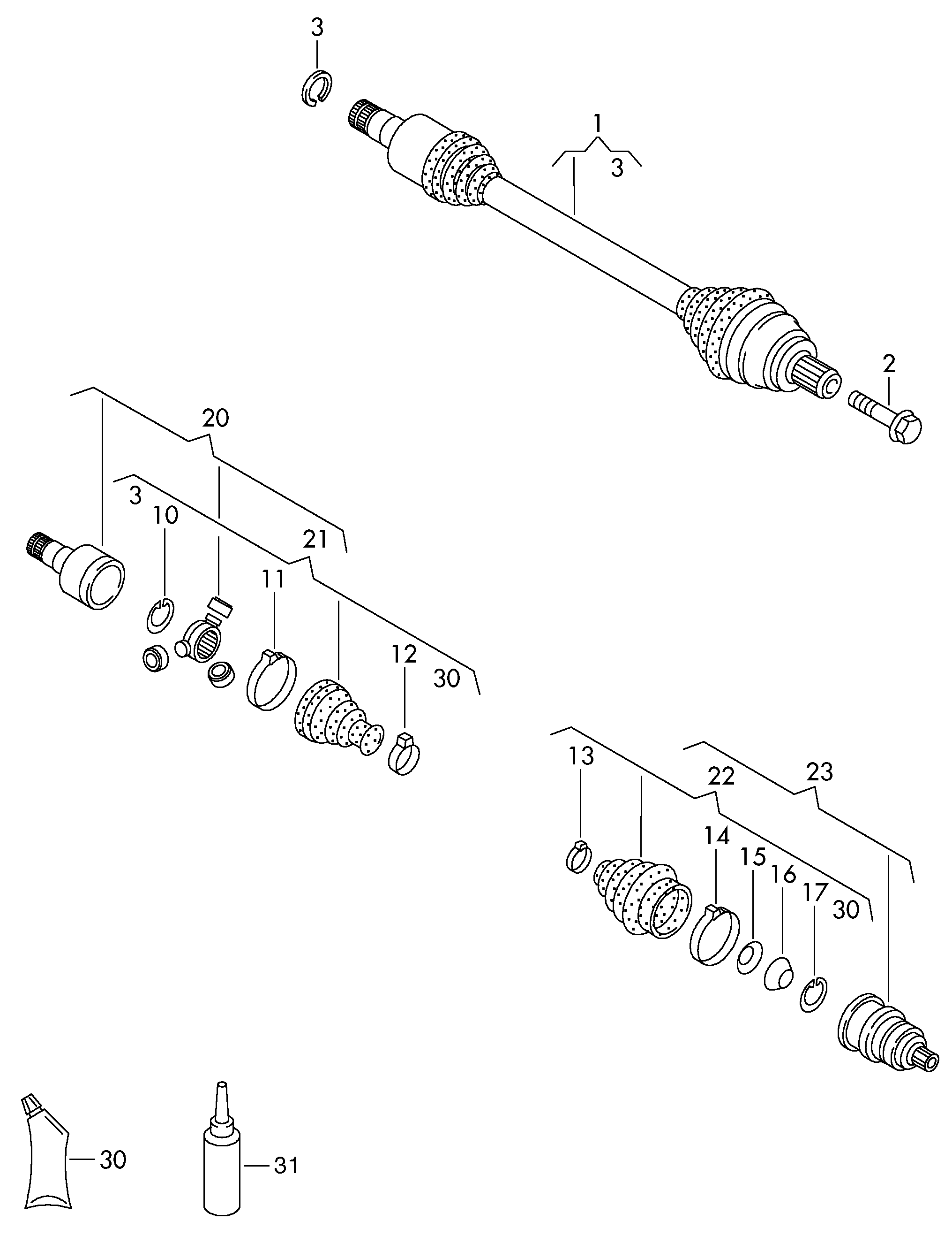 VAG JZW 498 350 EX - Gelenksatz, Antriebswelle alexcarstop-ersatzteile.com