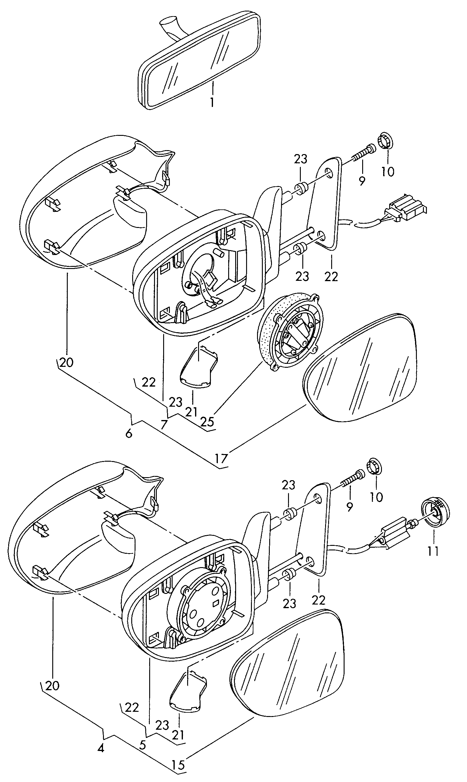 VAG 7M0857521A - Spiegelglas, Außenspiegel alexcarstop-ersatzteile.com